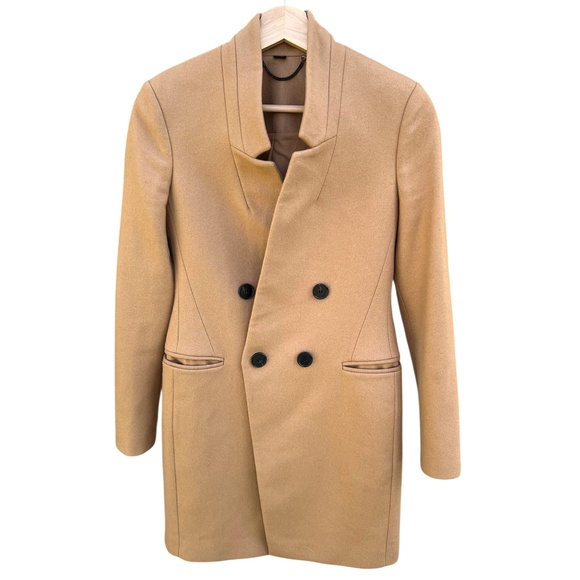 All Saints Adrea Double Breasted Camel Coat Size 4 - Picture 3 of 11